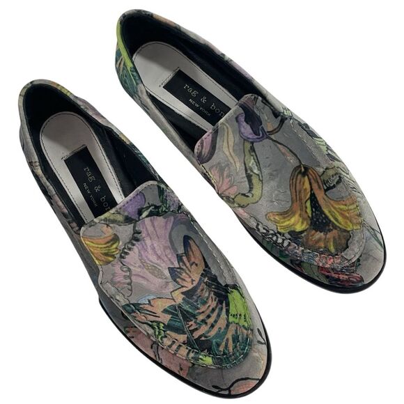 Rag & Bone Alix Velvet Convertible Mules Size EU 37 Floral Loafers - Picture 4 of 12
